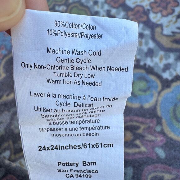 Lot of 3 Pottery Barn Pillow Covers Velvet Paisley Boho Large 24”x24” Multicolor - Picture 10 of 11